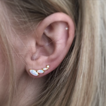 Load image into Gallery viewer, Opal and Diamond Wing Ear Climbers